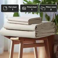 100% draps en lin pur français ligne respirante et Durable draps King Size anti-déchirure draps de lit 16 pouces poche profonde