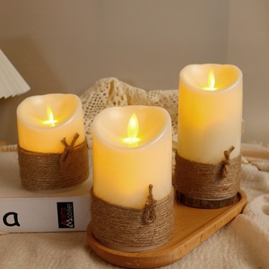 Juego <span class=keywords><strong>de</strong></span> 3 velas <span class=keywords><strong>de</strong></span> pilar sin llama LED ABS, botón ecológico controlado, Navidad, cumpleaños, celebración <span class=keywords><strong>de</strong></span> Año Nuevo - Product Image 4