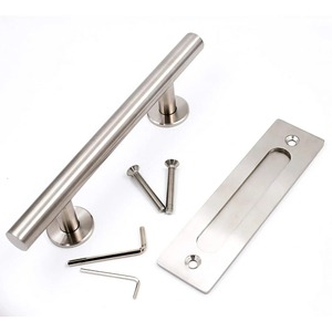 Manija para Puerta Corredera de Madera, Juego de Tiradores Empotrados de Acero Inoxidable/Carbono, Manija Redonda Resistente, Herrajes para Puertas Interiores - Product Image 5