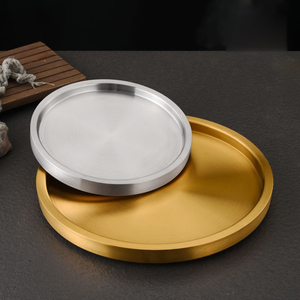 Rundes Serviert ablett aus rostfreiem Stahl Doppels chich tiger Hot Pot Barbecue Restaurant Rindfleisch-Küchen teller Obsts alat teller - Product Image 5