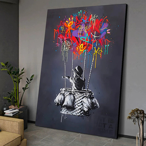 Pinturas en Lienzo de Graffiti Azul de Estilo Nórdico, Arte Pop Moderno, Impresiones de Arte de Pared con Diseño de Graffiti - Product Image 2