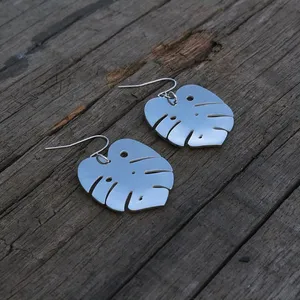 Pendientes de hojas de acero inoxidable, el poder de la vida, joyería natural, joyería de hojas, hermosos regalos de moda para ti - Product Image 1