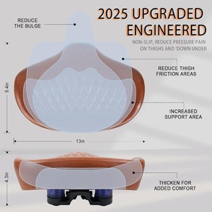 Selle de vélo sans nez surdimensionnée en cuir PU imperméable, siège <span class=keywords><strong>extra</strong></span> large épaissi à double amortissement pour VTT, vélo électrique et vélo de spinning - Product Image 2