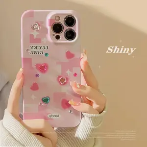 Sublimation Phone Cases Pink Cute Pretty Girl Shinny Mobile Phone Cover For iPhone Case For iPhone 14 Pro Max Case