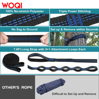 Hamac de camping portable WOQI double et simple pour l'extérieur et l'intérieur, la randonnée, la plage, fabriqué en tissu nylon durable