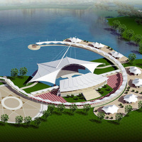Structure de toit en membrane tendue ETFE architecturale pour terminal de ferry, grande portée, auvent de station de passagers pour port de croisière