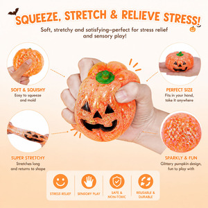 Jouet Squishy Citrouille en Gros pour Garçons et Filles, Unisexe, Anti-Stress, Jouet Sensoriel à Presser pour Halloween - Product Image 2
