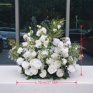 DKB Artificial <b>Flowers</b> Handmade Wedding & Graduation Aisle Runner White Green Rose Real Touch <b>Flower</b> Decoration Supplies - Product Image 2
