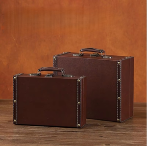 Valise en cuir vintage de style européen avec boîte de rangement en <span class=keywords><strong>bois</strong></span> pour vitrine ou boîte d'accessoires de tir emballage de bijoux - Product Image 4