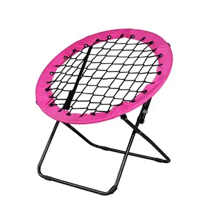 Outdoor Camping Foldable Bungee Dish Web Chair for Hiking Garden Patio