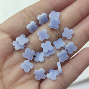 Pierres de trèfle à quatre feuilles, pierres synthétiques turquoise à rayures bleues, pierres précieuses turquoise bleues en vrac pour collier, bijoux - Product Image 4