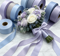 Ruban en satin mat double face de luxe, haute ténacité, bord tissé doux, lisse, avec logo personnalisé, pour décoration de vêtements et emballages cadeaux