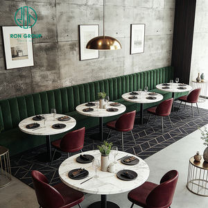 Ensemble <span class=keywords><strong>de</strong></span> mobilier personnalisé haut <span class=keywords><strong>de</strong></span> gamme avec table ronde en pierre frittée et banquette en velours pour café et restaurant - Product Image 5
