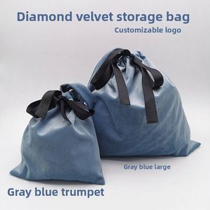 Sac de rangement à cordon en velours INS, organisateur portable pour bijoux, sous-vêtements, maquillage, idéal pour les voyages et le shopping en déplacement - Product Image 2
