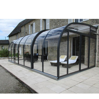 Maison de soleil avec toit électrique en verre, abri solaire, avec sécurité au sol, jardin en verre