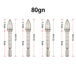 Đầu mũi tên thép không gỉ ID4.2mm, kiểu đầu đạn, 80/100/120 Grain, phụ kiện tự chế, dùng tập luyện, săn bắn, bắn cung - Product Image 3