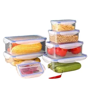 Recipiente hermético de plástico para armazenamento de alimentos, recipiente de plástico premium à prova d'água para cozinha e geladeira, de qualidade alimentar