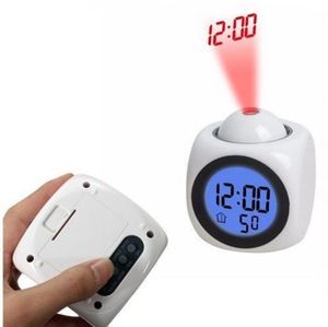 Réveil numérique avec affichage LED de projection LCD sur le bureau, fonction snooze, thermomètre et messages vocaux - Product Image 5
