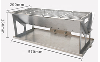 Poêle à bois de camping extérieur en acier inoxydable Portable BBQ Grill Type de carte Pliant Poêle à bois Taille moyenne