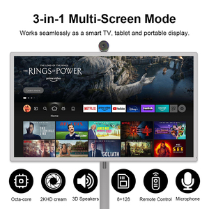 Portable LED White 32-Inch Smart <b>TV</b> <b>Android</b> 15.0 8+128 Gaming Tablet FHD Resolution 10000mAh Battery for Meetings Reservations L - Product Image 3
