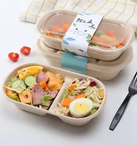 Échantillon gratuit Fabricant Exportation 100% Biodégradable Jetable Boîte À Lunch Papier Conteneurs Alimentaires avec Couvercles