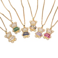 Nouveau design plaqué or Figaro Cuba chaîne douce clavicule accessoire mignon ours mode pendentif collier pour les filles