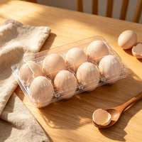 Conteneur à œufs en plastique transparent à 8 alvéoles avec couvercle rabattable, de qualité alimentaire, empilable, jetable, pour l'emballage des œufs de ferme et du marché