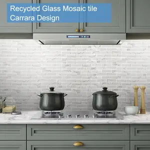 Glas Mozaïek Tegel Backsplash Mozaïek Badkamer Tegels Wit Carrara Metro Baksteen Interlock Gerecycled Glas Mozaïek Tegels