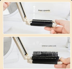 Moda spazzola per capelli pieghevole con specchio tascabile spazzola per capelli da viaggio portatile Make up specchio - Product Image 6