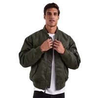 Blousons Bomber Décontractés Vert Olive Hiver Personnalisables OEM Design Tendance Épais Style Aviateur Oversize pour Hommes