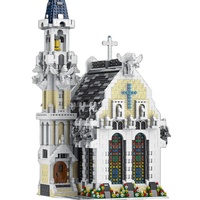 Nueva llegada MORK 033006 ciudad Medieval Iglesia Moc ladrillos Modular casa modelo bloques de construcción juguetes arquitectura famosa para niños