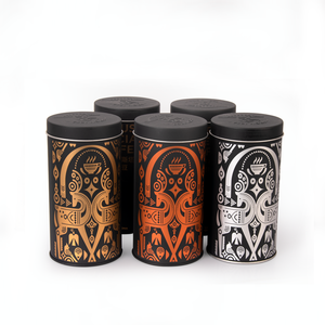 One-Stop Service Custom Round Metal Tea Tin Can Canister Coffee Sugar Spice Tin Jar Metal Packaging Box Coffee Tin Can