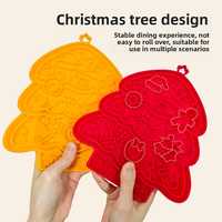 Tapis de léchage en silicone pour Noël, anti-étouffement, à alimentation lente, avec ventouse, réutilisable, pour chiens et chats, pour les fêtes