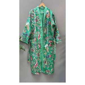Bata estilo Kantha japonesa hecha a mano, multicolor, con estampado Suzani, reversible, para invierno, con cinturón, para dormir, spa, verano - Product Image 2