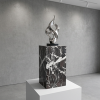 Sculpture de luxe moderne en marbre noir et blanc, socle de présentation écologique, vase décoratif, support d'art en pierre massif pour la maison et l'hôtel
