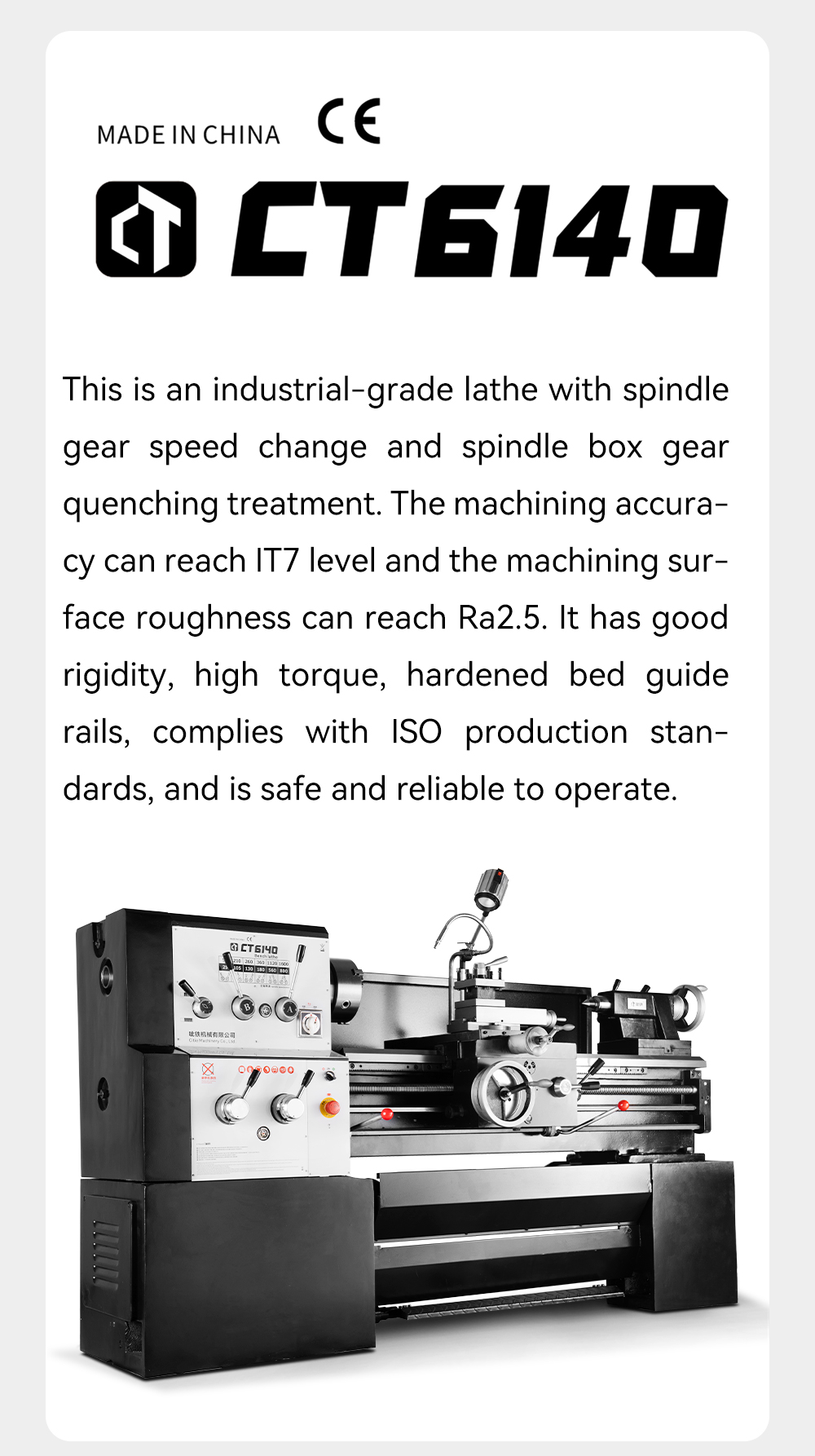 CT6140 High Precision Lathe Machine MT6 Spindle 3-4.5KW Motor for Metal  Parts| Alibaba.com