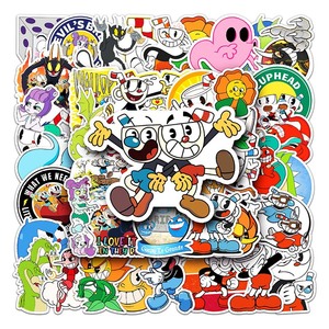 50 Uds juego creativo dibujos animados Graffiti impermeable decorativo cuaderno equipaje coche pegatina animada <span class=keywords><strong>Cuphead</strong></span> pegatina personalizada - Product Image 5