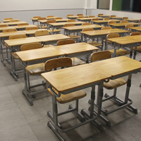 Bureau et chaise d'école en bois pour un seul élève, ensemble de mobilier scolaire pour école primaire, table et chaise