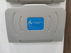 YJL vente chaude salle de bain commerciale murale bébé <span class=keywords><strong>table</strong></span> à <span class=keywords><strong>langer</strong></span> Design moderne avec crochets de sac et boîte de rangement en papier - Product Image 5