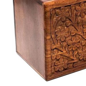Guci Kremasi Kayu Rosewood Gaya Eropa, Ukiran Tangan Besar Motif Pohon Kehidupan, Kotak Pemakaman untuk Abu Jenazah Manusia, Guci Pemakaman Elegan - Product Image 3