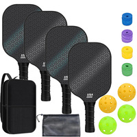 Set Raket Pickleball Kustom Trendy Grosir, Ringan, Fiberglass Cold Pressed untuk Pemula