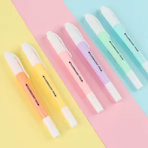 6 adet/takım şeker renk vurgulayıcı işaretleyici fırça kalemler floresan kalem çizim Highlighters çift başlı kullanarak kalemler