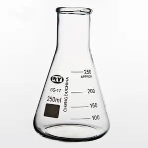 Customized wholesale laboratory glassware experiment glass flask transparent laboratory erlenmeyer flask 250ml 300ml 500ml