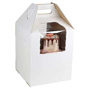 Scatole per torte con manico in carta bianca da asporto più popolari - Product Image 1