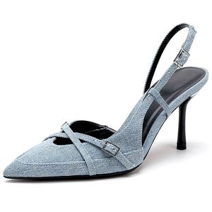 รองเท้าส้นสูงผู้หญิงแบบสวมเปิดส้น สีน้ำตาล ปลายแหลม ดีไซน์หรูหรา ปี 2024 - Product Image 1