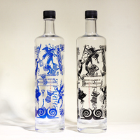 Bouteille en Verre Ronde Transparente Vide avec Logo Personnalisé pour Jus, Lait, Eau, Liqueur, Vin, Huile d'Olive, Vodka, Whisky, Gin, Tequila