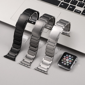 Bracelet de montre en acier inoxydable de luxe à trois maillons effet écaille de tortue pour l'exportation - Product Image 4