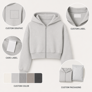 Sweat-shirt à capuche zippé court pour homme, manches longues, entièrement zippé, en mélange de coton doux, style décontracté quotidien, ISO CE CPC - Product Image 4