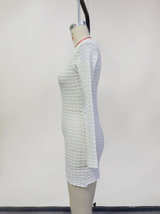 STOCK Mini robe tricotée à manches longues pour femmes Robe en crochet Maillot <span class=keywords><strong>de</strong></span> bain Cover Ups Tunique <span class=keywords><strong>de</strong></span> <span class=keywords><strong>plage</strong></span> <span class=keywords><strong>Caftan</strong></span> - Product Image 4