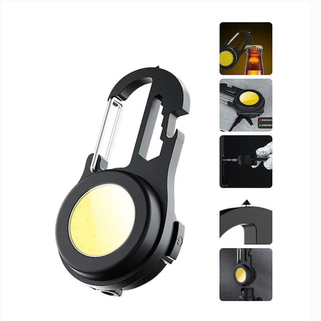 Lampes de poche portables rechargeables à 5 Modes de lumière avec aimant puissant Mini porte-clés LED lampes de poche COB